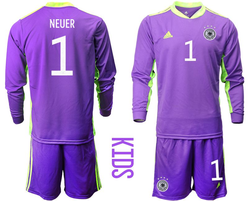 Youth 2021 World Cup National Germany purple long sleeved Goalkeeper #1 Soccer Jerseys